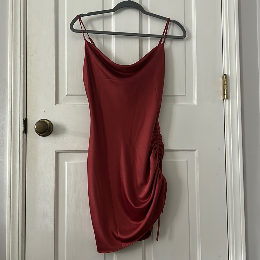 red satin hello molly dress